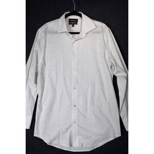 BONOBOS Tailored Fit Men White Micro Dot Dress Shirt 16.5 x 34